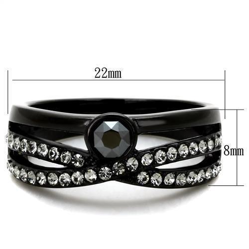 Anillos Para Mujer Color Negro de 316L Acero Inoxidable con Piedra Crystal Portogruaro - Jewelry Store by Erik Rayo