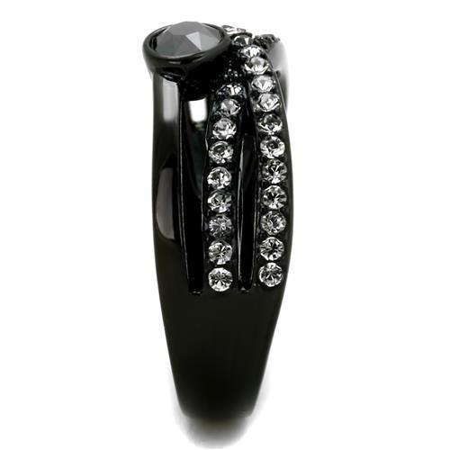 Anillos Para Mujer Color Negro de 316L Acero Inoxidable con Piedra Crystal Portogruaro - Jewelry Store by Erik Rayo