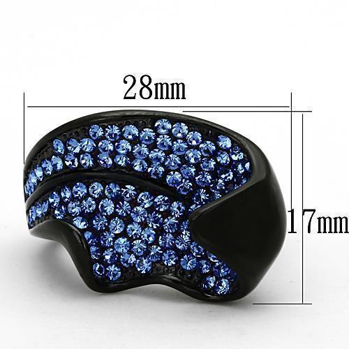 Anillos Para Mujer Color Negro de 316L Acero Inoxidable con Piedra Crystal Zafiro Rieti - Jewelry Store by Erik Rayo