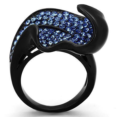 Anillos Para Mujer Color Negro de 316L Acero Inoxidable con Piedra Crystal Zafiro Rieti - Jewelry Store by Erik Rayo
