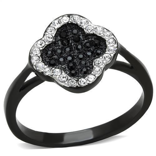 Anillos Para Mujer Color Negro de 316L Acero Inoxidable con Piedra de Crystal en Jet Eliana - Jewelry Store by Erik Rayo