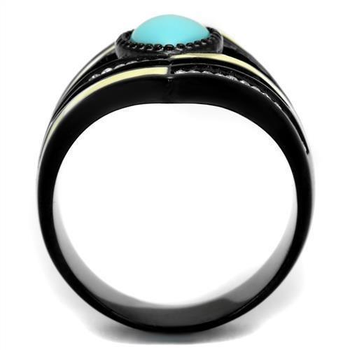 Anillos Para Mujer Color Negro de 316L Acero Inoxidable with Synthetic Turquoise Color Azul Mar Dina - Jewelry Store by Erik Rayo