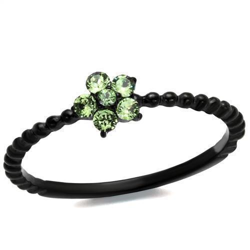 Anillos Para Mujer Color Negro de 316L Acero Inoxidablecon Piedra Crystal Peridoto Umbria - Jewelry Store by Erik Rayo