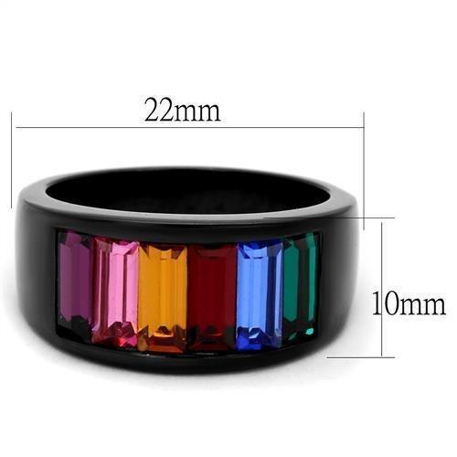 Anillos Para Mujer Color Negro Multicolor y Rojo de 316L Acero Inoxidable con Piedra Crystal en Multicolor Spezia - Jewelry Store by Erik Rayo