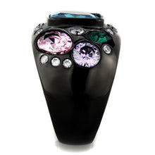 Load image into Gallery viewer, Anillos Para Mujer Color Negro y Aguamarina de 316L Acero Inoxidable con Diamante Zirconia Cubica Azul Mar Prato - Jewelry Store by Erik Rayo
