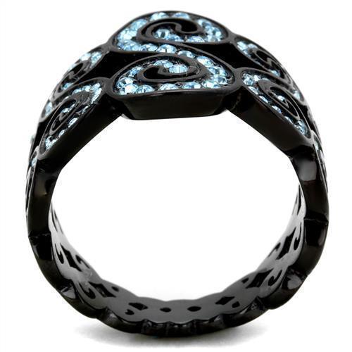 Anillos Para Mujer Color Negro y Aguamarina de 316L Acero Inoxidable con Piedra Crystal Color Azul Mar Eliza - Jewelry Store by Erik Rayo