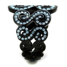Load image into Gallery viewer, Anillos Para Mujer Color Negro y Aguamarina de 316L Acero Inoxidable con Piedra Crystal Color Azul Mar Eliza - Jewelry Store by Erik Rayo
