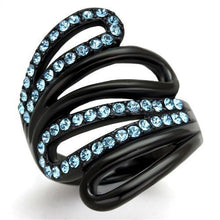 Load image into Gallery viewer, Anillos Para Mujer Color Negro y Aguamarina de 316L Acero Inoxidable con Piedra Crystal Color Azul Mar Livorno - Jewelry Store by Erik Rayo
