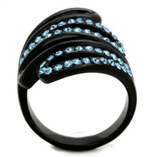 Load image into Gallery viewer, Anillos Para Mujer Color Negro y Aguamarina de 316L Acero Inoxidable con Piedra Crystal Color Azul Mar Livorno - Jewelry Store by Erik Rayo
