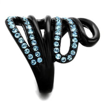 Load image into Gallery viewer, Anillos Para Mujer Color Negro y Aguamarina de 316L Acero Inoxidable con Piedra Crystal Color Azul Mar Livorno - Jewelry Store by Erik Rayo
