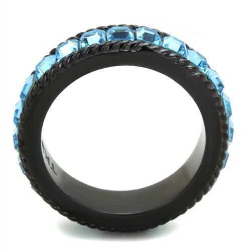 Anillos Para Mujer Color Negro y Aguamarina de 316L Acero Inoxidable con Piedra Crystal Color Azul Mar Rovereto - Jewelry Store by Erik Rayo