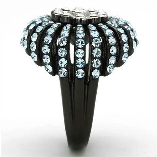 Anillos Para Mujer Color Negro y Aguamarina de 316L Acero Inoxidable con Piedra Crystal Color Azul Mar Vicenza - Jewelry Store by Erik Rayo