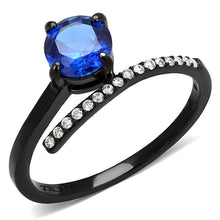 Load image into Gallery viewer, Anillos Para Mujer Color Negro y Azul de 316L Acero Inoxidable con Espinela en Azul Londres Benevento - Jewelry Store by Erik Rayo
