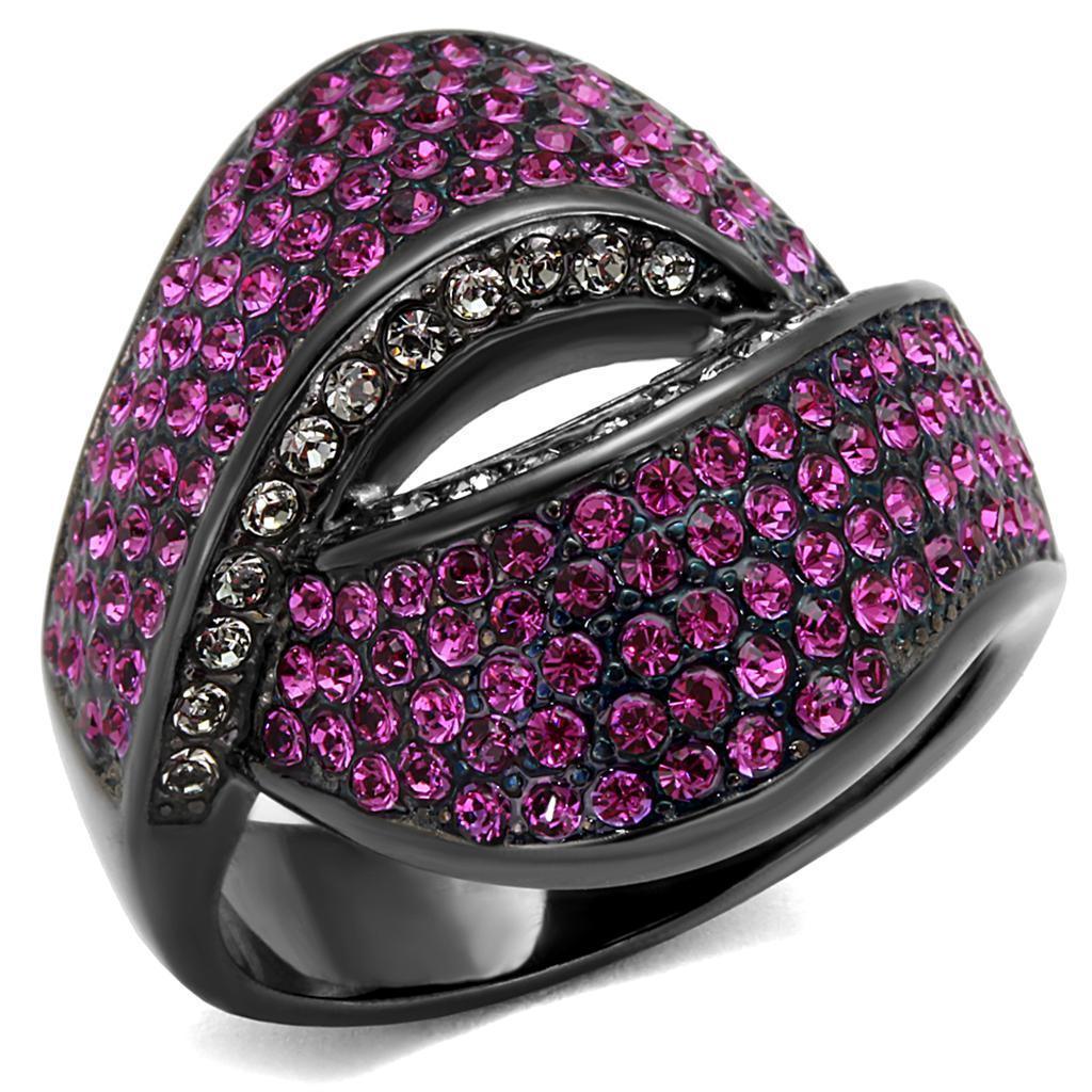 Anillos Para Mujer Color Negro y Morado de 316L Acero Inoxidable con Piedra Crystal Color Duranzno Civita - Jewelry Store by Erik Rayo