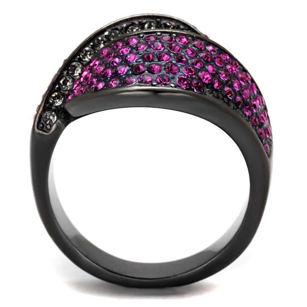Anillos Para Mujer Color Negro y Morado de 316L Acero Inoxidable con Piedra Crystal Color Duranzno Civita - Jewelry Store by Erik Rayo