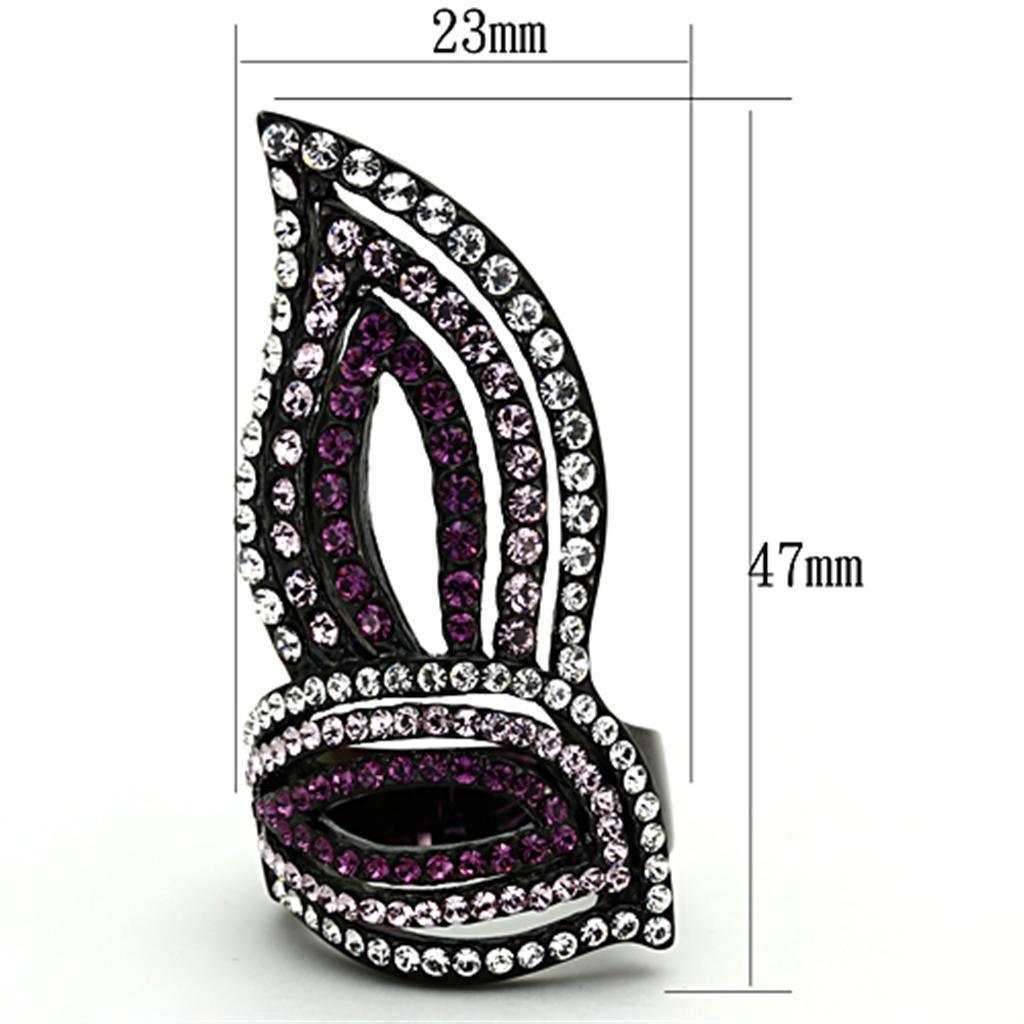 Anillos Para Mujer Color Negro y Morado de 316L Acero Inoxidable con Piedra Crystal en Multicolor Gorizia - Jewelry Store by Erik Rayo