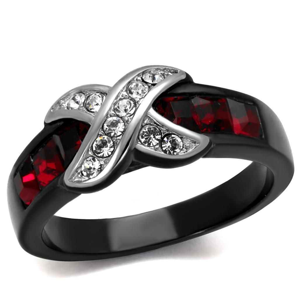 Anillos Para Mujer Color Negro y Rojo de 316L Acero Inoxidable con Piedra de Crystal en Siam Tuscania - Jewelry Store by Erik Rayo