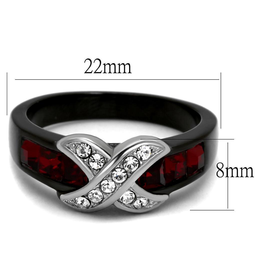Anillos Para Mujer Color Negro y Rojo de 316L Acero Inoxidable con Piedra de Crystal en Siam Tuscania - Jewelry Store by Erik Rayo