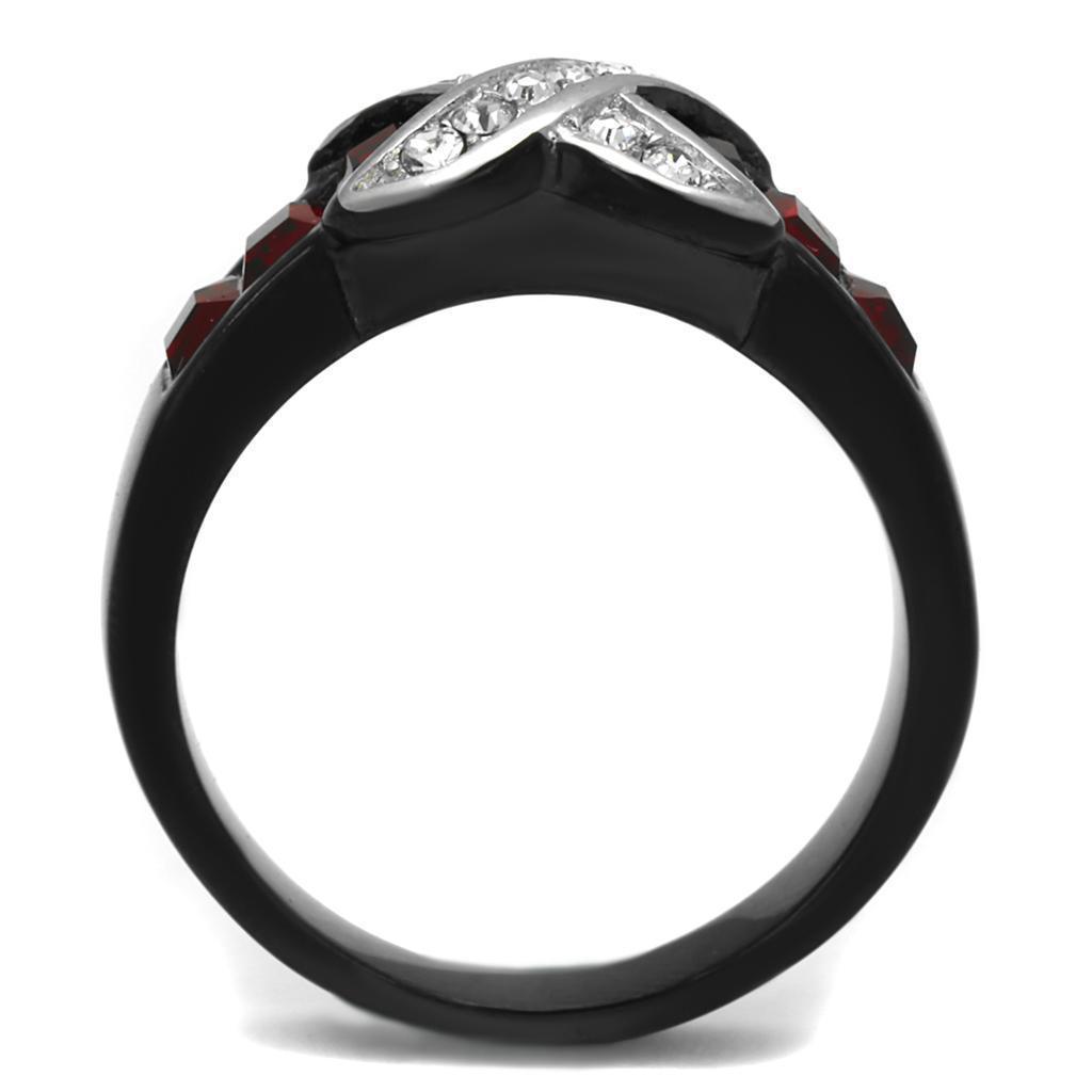 Anillos Para Mujer Color Negro y Rojo de 316L Acero Inoxidable con Piedra de Crystal en Siam Tuscania - Jewelry Store by Erik Rayo