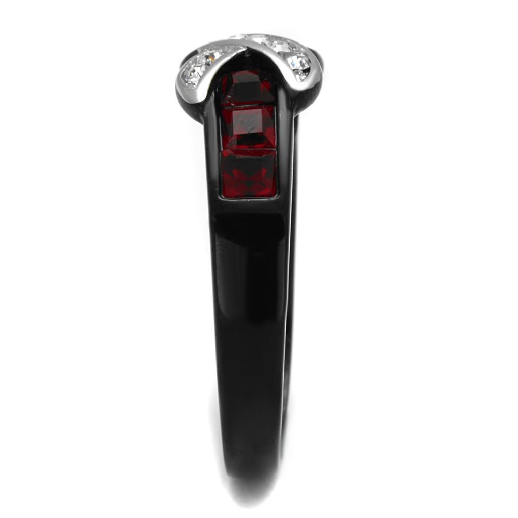 Anillos Para Mujer Color Negro y Rojo de 316L Acero Inoxidable con Piedra de Crystal en Siam Tuscania - Jewelry Store by Erik Rayo