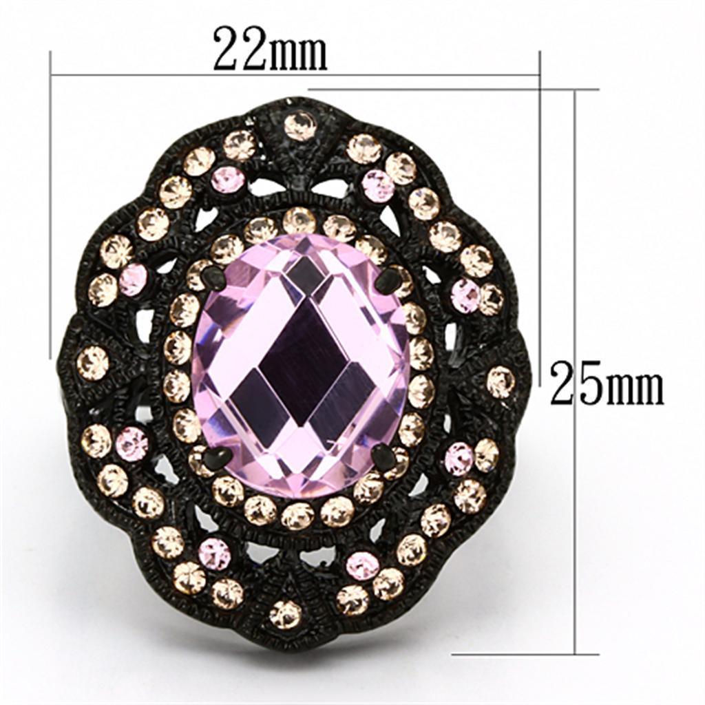Anillos Para Mujer Color Negro y Rosa de 316L Acero Inoxidable con Piedra Crystal en Rosa Luz - Jewelry Store by Erik Rayo