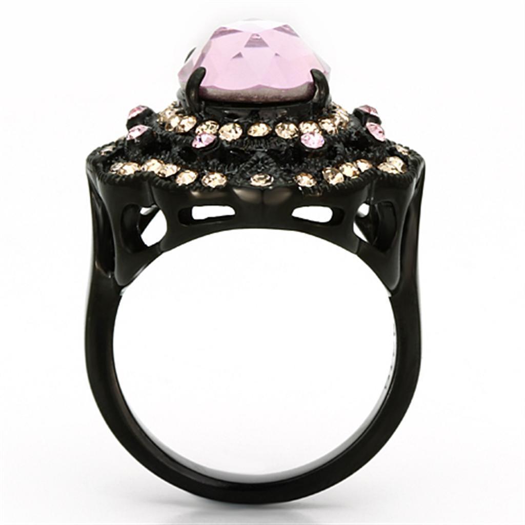 Anillos Para Mujer Color Negro y Rosa de 316L Acero Inoxidable con Piedra Crystal en Rosa Luz - Jewelry Store by Erik Rayo