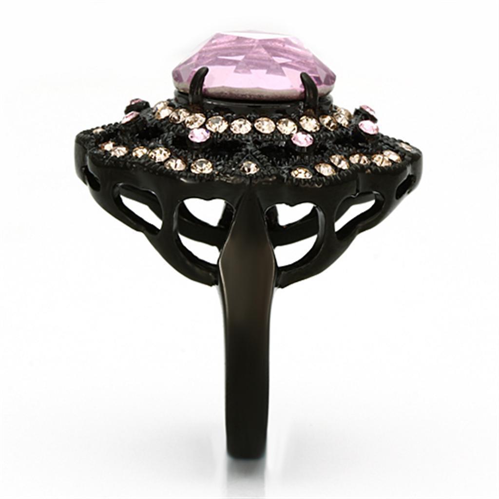 Anillos Para Mujer Color Negro y Rosa de 316L Acero Inoxidable con Piedra Crystal en Rosa Luz - Jewelry Store by Erik Rayo