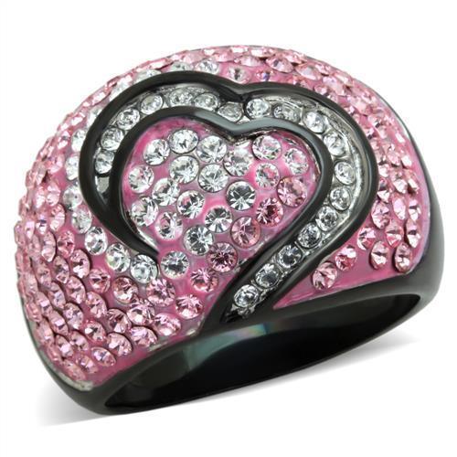 Anillos Para Mujer Color Negro y Rosa de 316L Acero Inoxidable con Piedra Crystal en Rosa Luz Trapani - Jewelry Store by Erik Rayo