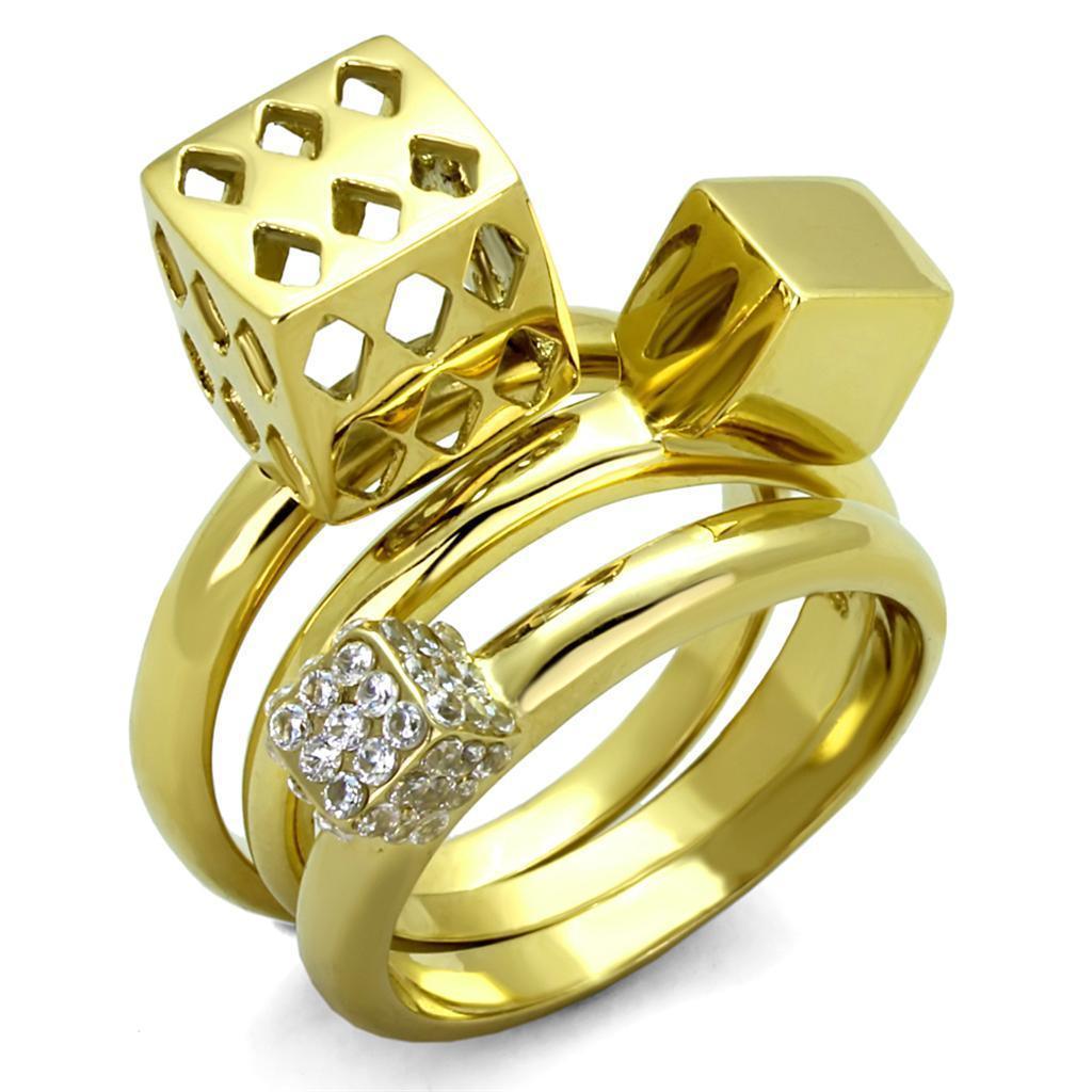 Anillos Para Mujer Color Oro de 316L Acero Inoxidable con Diamante Zirconia Cubica Adalia - Jewelry Store by Erik Rayo