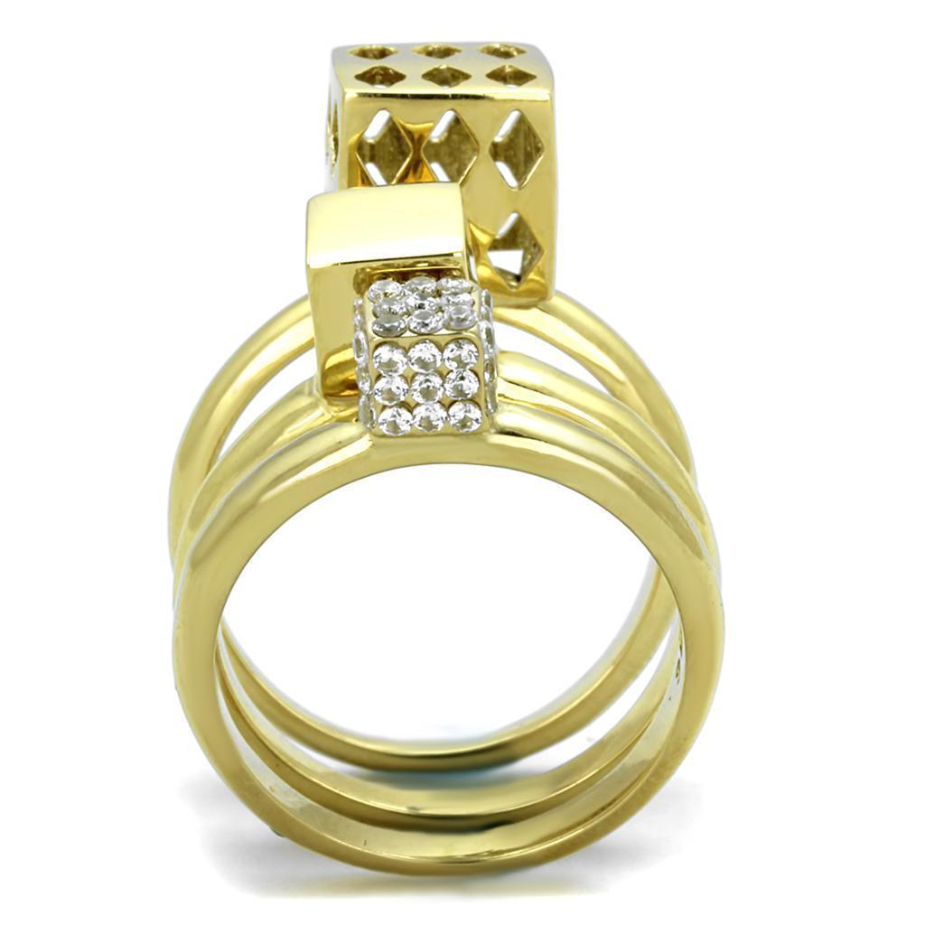 Anillos Para Mujer Color Oro de 316L Acero Inoxidable con Diamante Zirconia Cubica Adalia - Jewelry Store by Erik Rayo