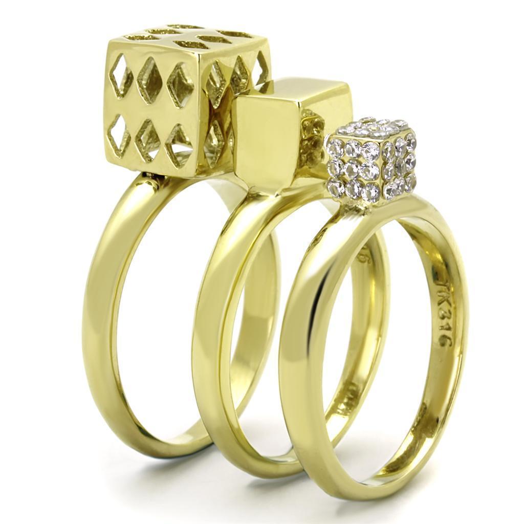 Anillos Para Mujer Color Oro de 316L Acero Inoxidable con Diamante Zirconia Cubica Adalia - Jewelry Store by Erik Rayo