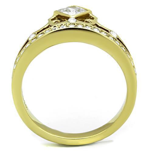 Anillos Para Mujer Color Oro de 316L Acero Inoxidable con Diamante Zirconia Cubica Ariel - Jewelry Store by Erik Rayo