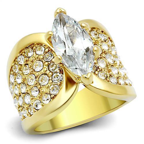 Anillos Para Mujer Color Oro de 316L Acero Inoxidable con Diamante Zirconia Cubica Elijah - Jewelry Store by Erik Rayo