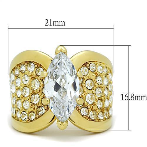 Anillos Para Mujer Color Oro de 316L Acero Inoxidable con Diamante Zirconia Cubica Elijah - Jewelry Store by Erik Rayo