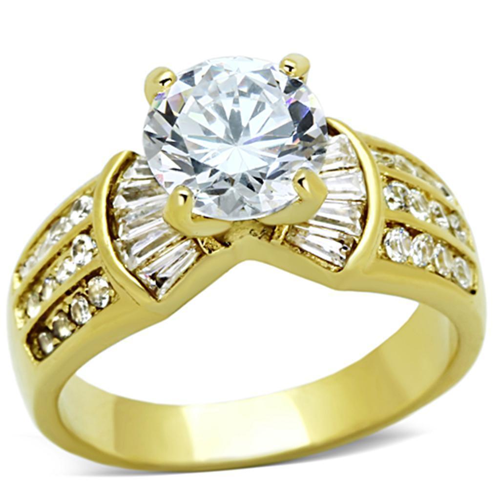 Anillos Para Mujer Color Oro de 316L Acero Inoxidable con Diamante Zirconia Cubica Faith - Jewelry Store by Erik Rayo