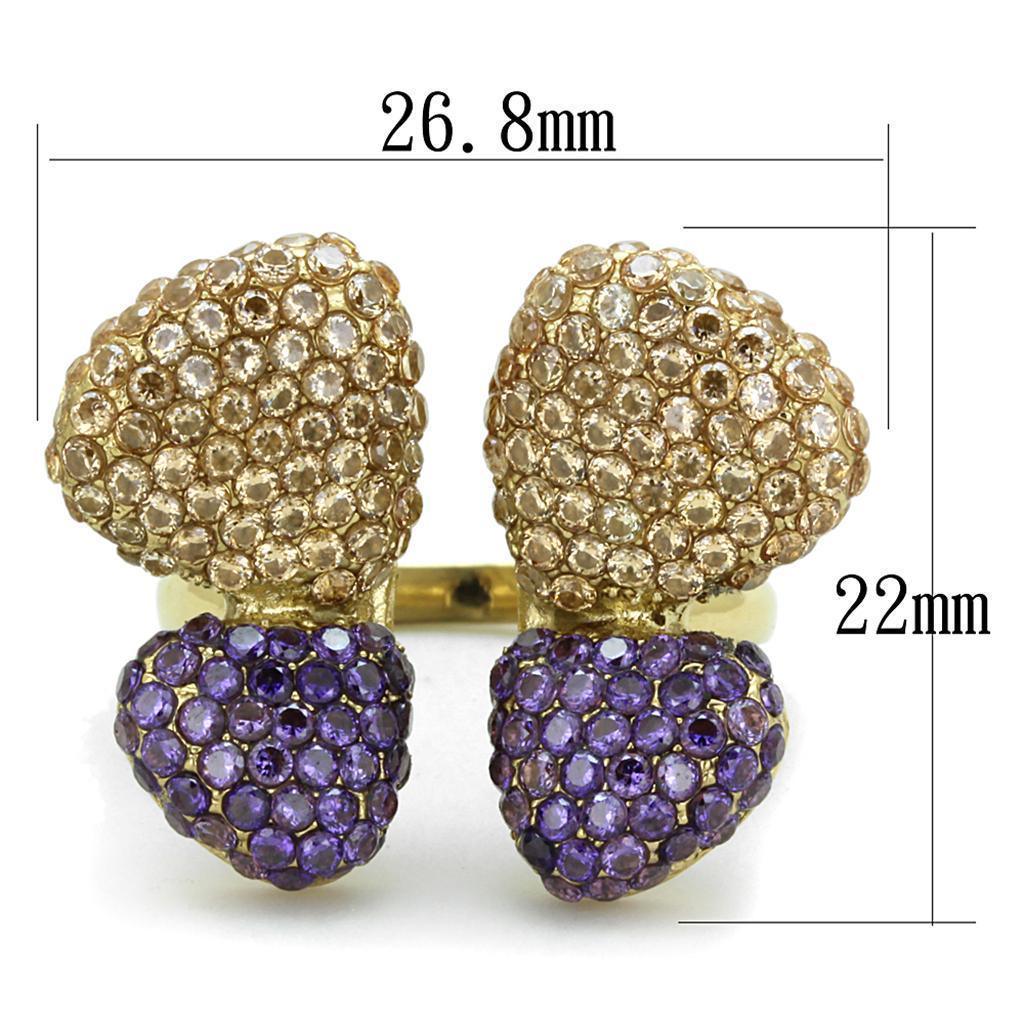 Anillos Para Mujer Color Oro de 316L Acero Inoxidable con Diamante Zirconia Cubica Multi Color Aginoam - Jewelry Store by Erik Rayo