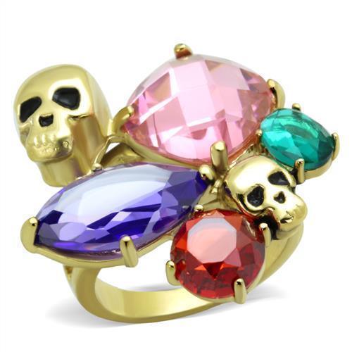Anillos Para Mujer Color Oro de 316L Acero Inoxidable con Diamante Zirconia Cubica Multi Color TK1888 - Jewelry Store by Erik Rayo