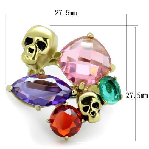 Anillos Para Mujer Color Oro de 316L Acero Inoxidable con Diamante Zirconia Cubica Multi Color TK1888 - Jewelry Store by Erik Rayo