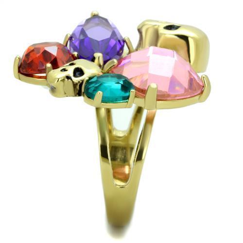 Anillos Para Mujer Color Oro de 316L Acero Inoxidable con Diamante Zirconia Cubica Multi Color TK1888 - Jewelry Store by Erik Rayo