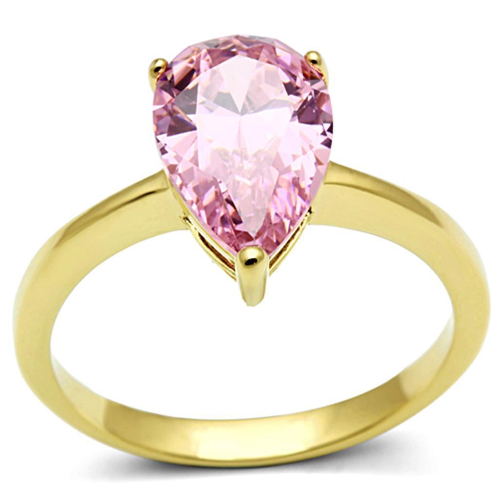 Anillos Para Mujer Color Oro de 316L Acero Inoxidable con Diamante Zirconia Cubica Rosa Anaiah - Jewelry Store by Erik Rayo