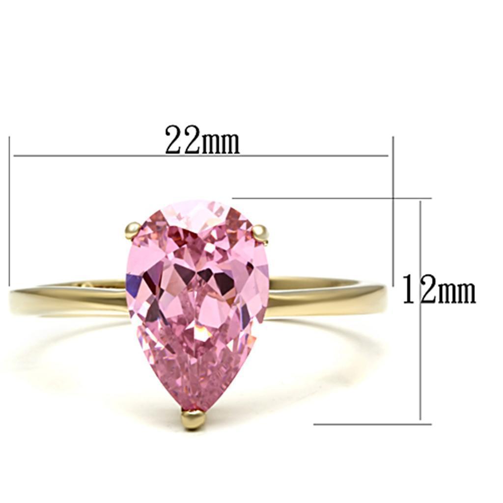 Anillos Para Mujer Color Oro de 316L Acero Inoxidable con Diamante Zirconia Cubica Rosa Anaiah - Jewelry Store by Erik Rayo