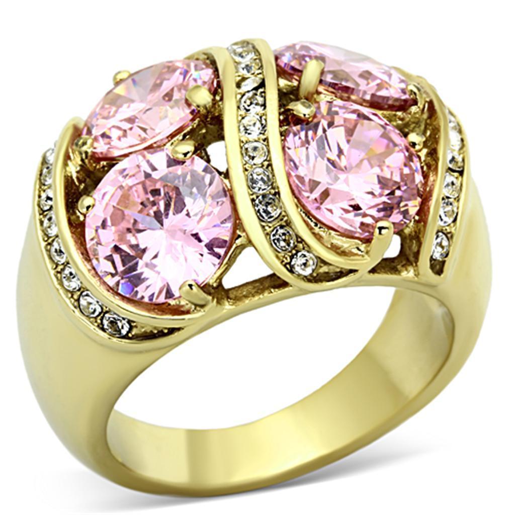 Anillos Para Mujer Color Oro de 316L Acero Inoxidable con Diamante Zirconia Cubica Rosa Mahaliah - Jewelry Store by Erik Rayo