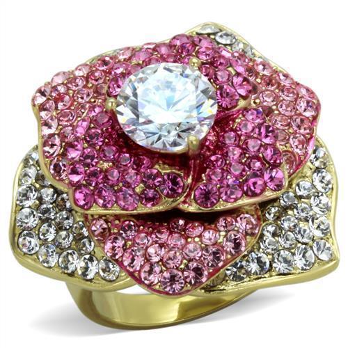 Anillos Para Mujer Color Oro de 316L Acero Inoxidable con Diamante Zirconia Cubica TK1624 - Jewelry Store by Erik Rayo