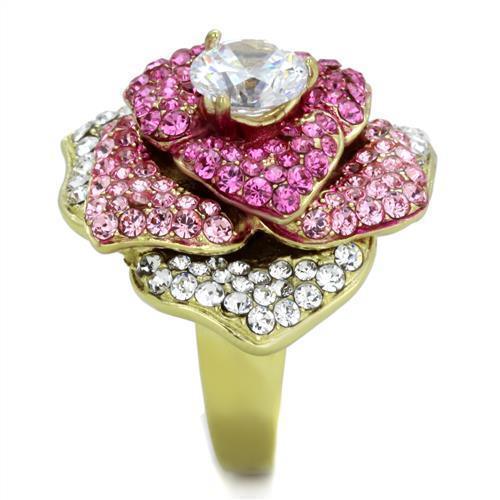 Anillos Para Mujer Color Oro de 316L Acero Inoxidable con Diamante Zirconia Cubica TK1624 - Jewelry Store by Erik Rayo