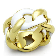 Load image into Gallery viewer, Anillos Para Mujer Color Oro de 316L Acero Inoxidable con Epoxi Blanco Eva - Jewelry Store by Erik Rayo
