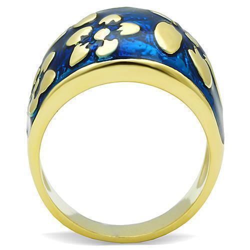 Anillos Para Mujer Color Oro de 316L Acero Inoxidable con Epoxi Blue Cadacie - Jewelry Store by Erik Rayo