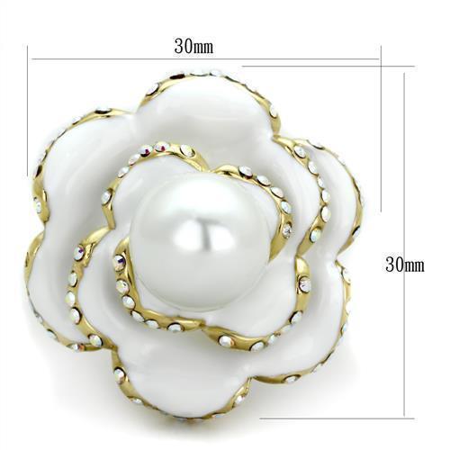 Anillos Para Mujer Color Oro de 316L Acero Inoxidable con Perla Blanca TK1847 - Jewelry Store by Erik Rayo