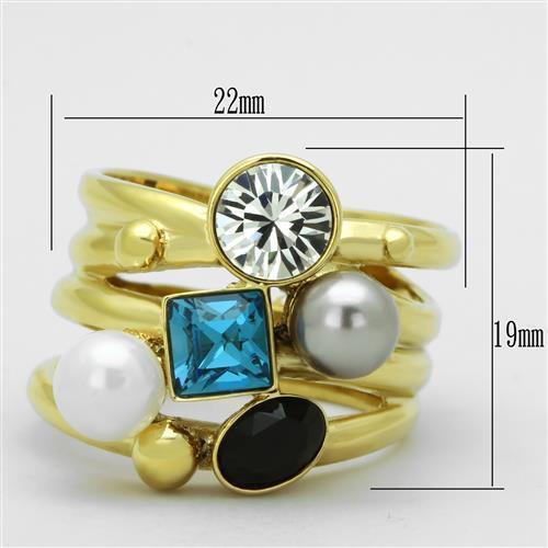 Anillos Para Mujer Color Oro de 316L Acero Inoxidable con Perla Multicolor Atarah - Jewelry Store by Erik Rayo