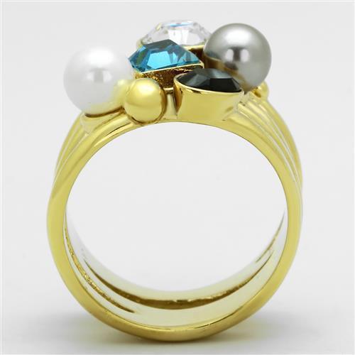 Anillos Para Mujer Color Oro de 316L Acero Inoxidable con Perla Multicolor Atarah - Jewelry Store by Erik Rayo
