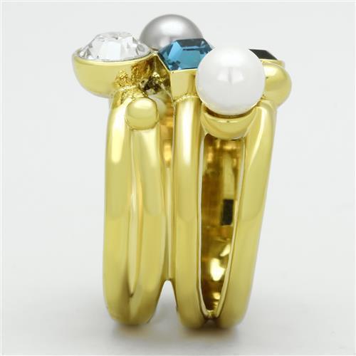 Anillos Para Mujer Color Oro de 316L Acero Inoxidable con Perla Multicolor Atarah - Jewelry Store by Erik Rayo